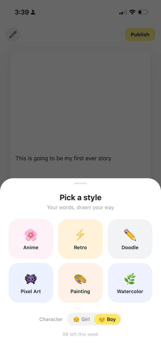 Pick a sticker style: your words, drawn your way