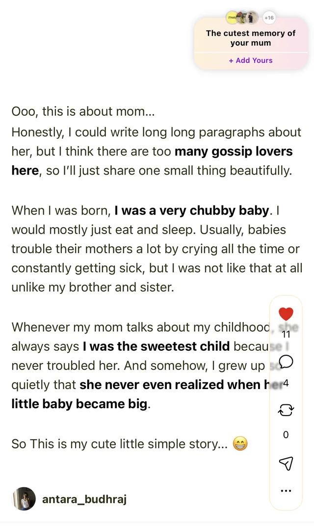 A heartfelt story about someone's mum